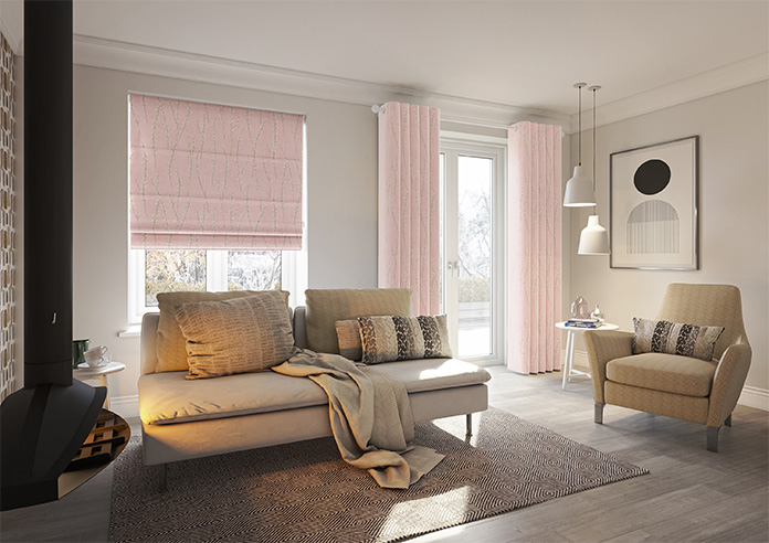 Willow Field, Precious Pink - Motorised Roman Blind - Image 6